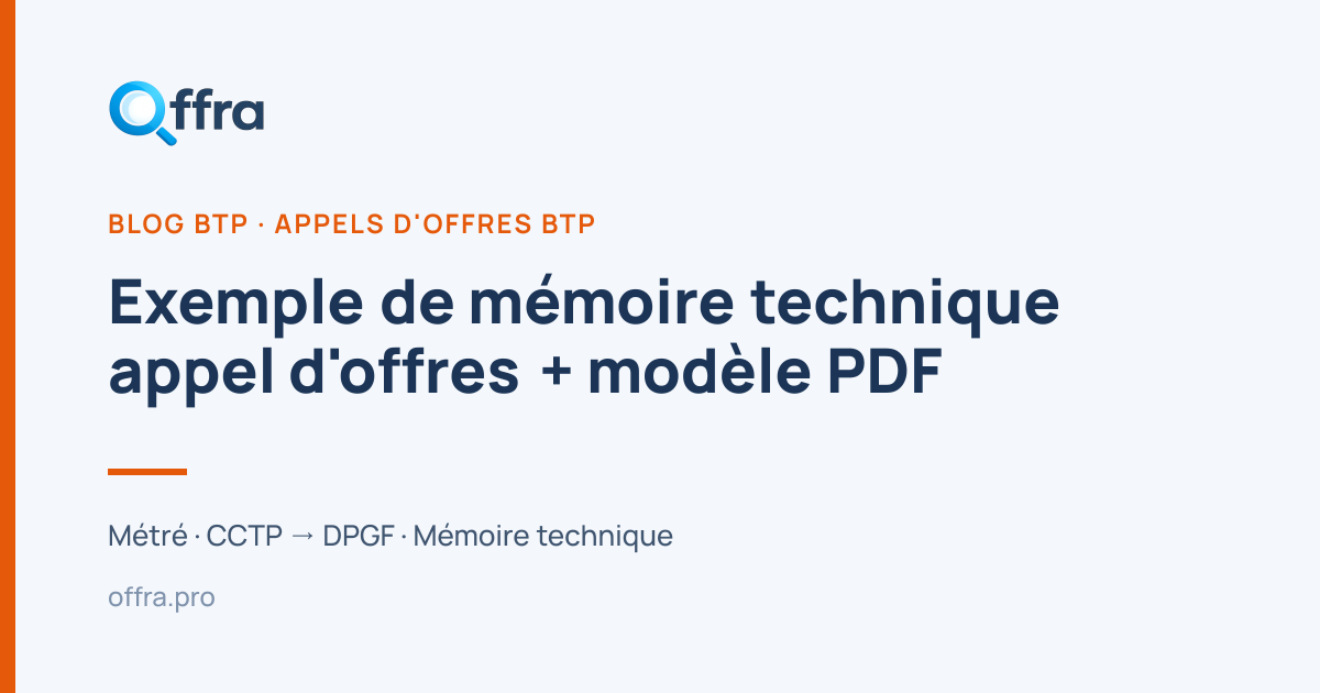 Exemple mémoire technique appel d'offres BTP | Offra